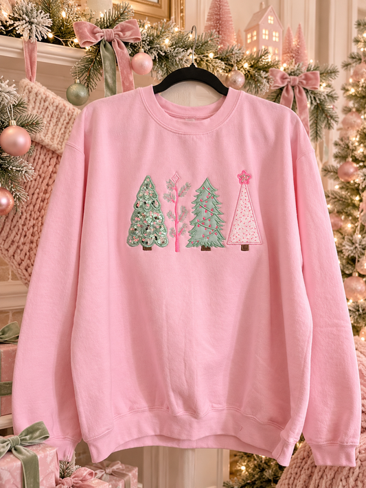 Appliquéd Christmas tree sweatshirt