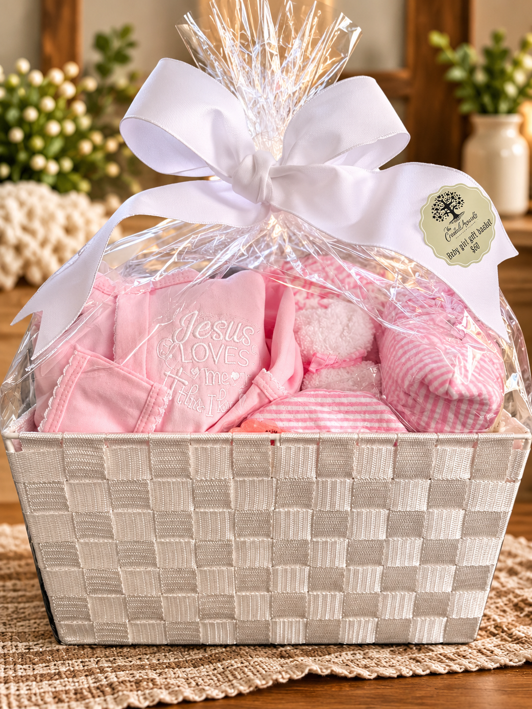 Preemie baby girl gift basket “Jesus loves me this I know”