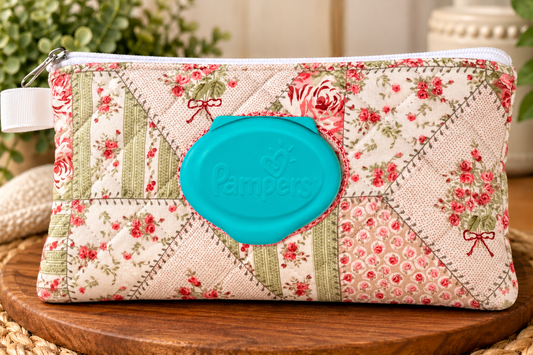 Victorian patchwork diaper wipe case