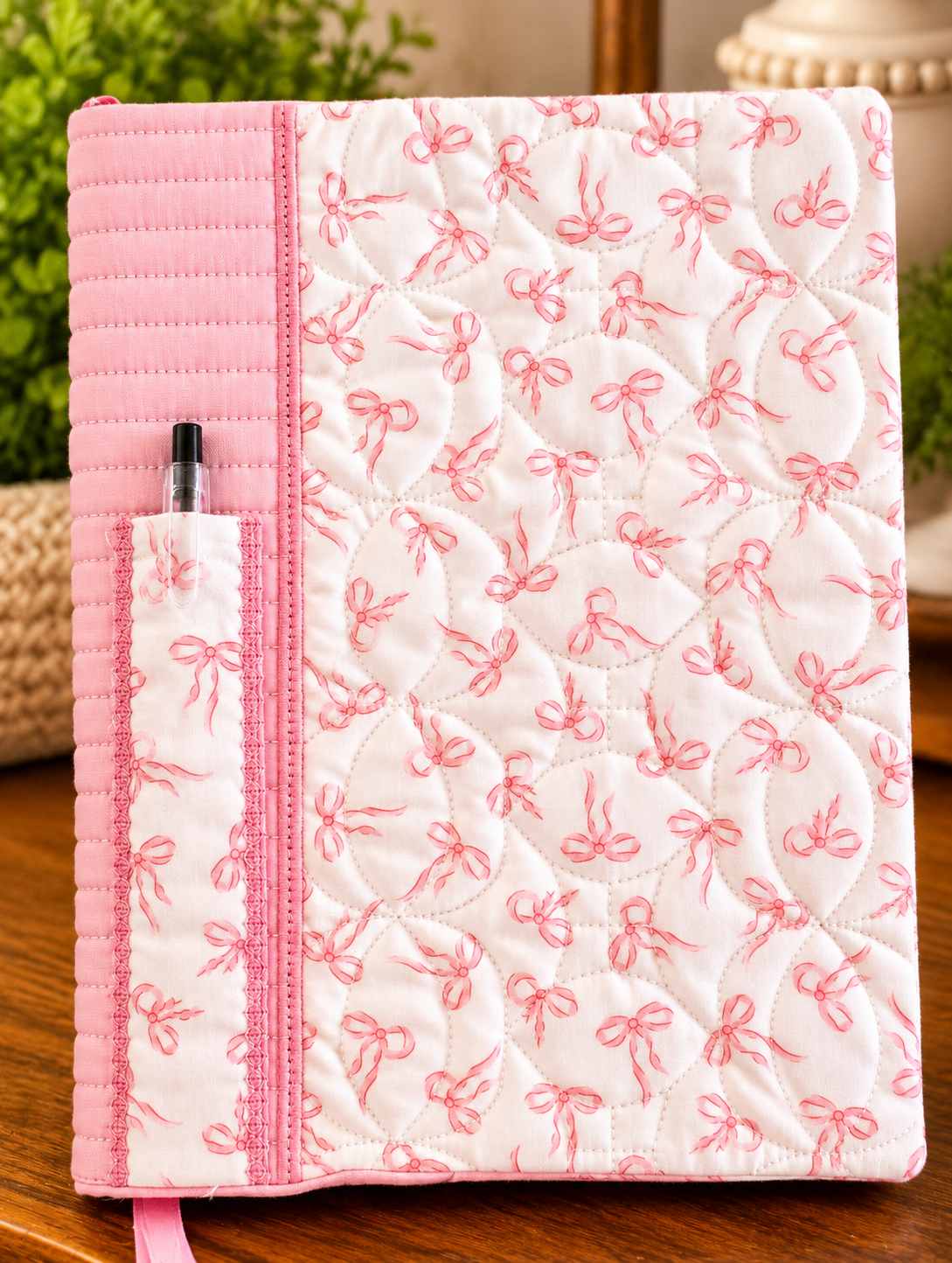 Pink bow notebook cover