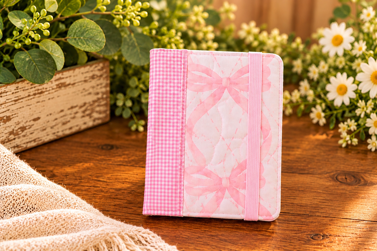 Big pink bow mini notebook cover