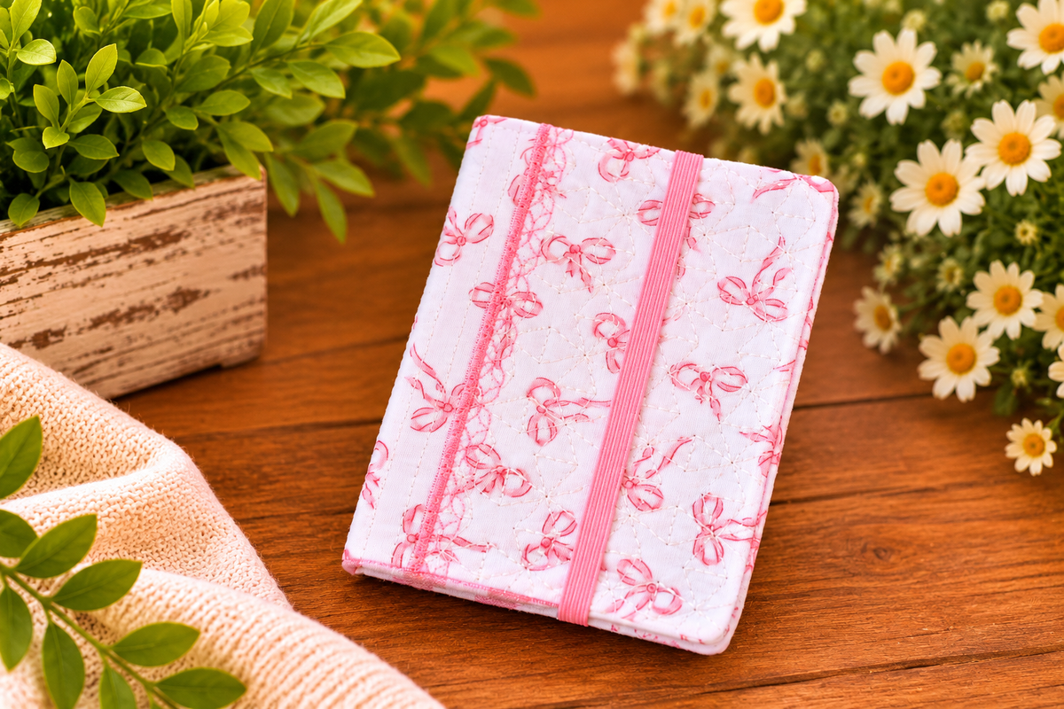 Pink bow mini notebook cover