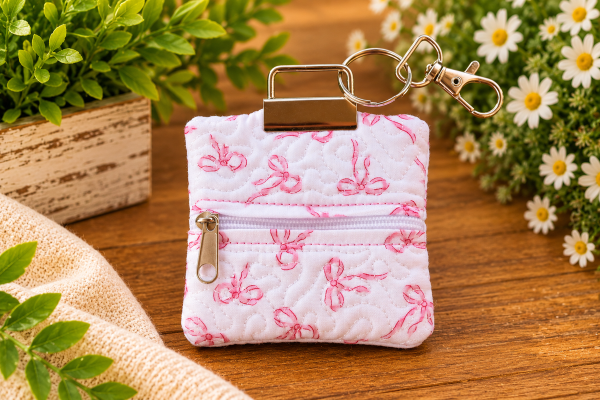 Pink bow earbud case